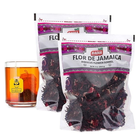 Premium Penguin Flor De Jamaica Hibiscus Flower 2-Pack, 8 Oz, Caffeine-Free