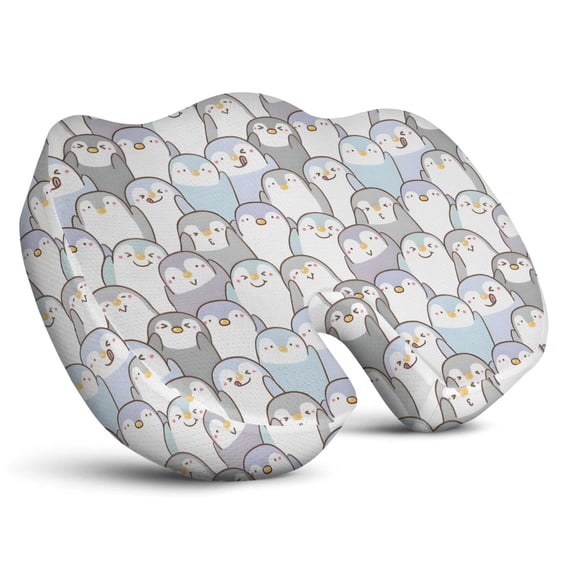 Premium Penguin Pattern Memory Foam Seat Cushion Ergonomic Chair Pad for Office Chair, Car, Airplane & Bleachers Sciatica, Tailbone Hip & Back Pain Relief - Chair Cushion for Long Office Workers.