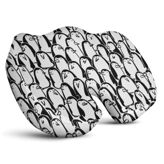 Premium Penguin Pattern Memory Foam Seat Cushion Ergonomic Chair Pad for Office Chair, Car, Airplane & Bleachers Sciatica, Tailbone Hip & Back Pain Relief - Chair Cushion for Long Office Workers.