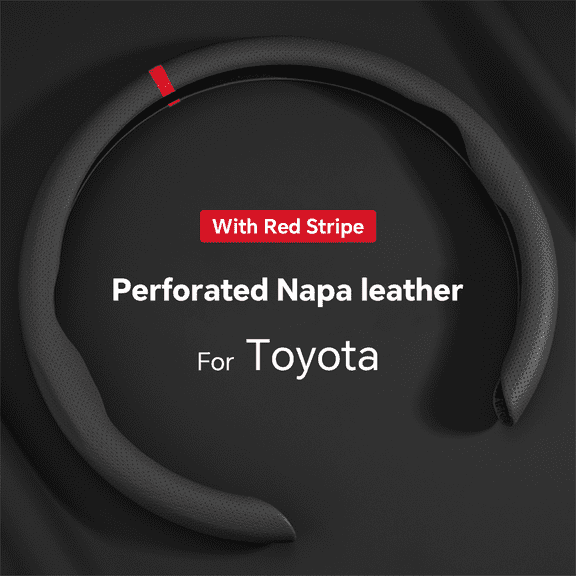 Premium Perforated Nappa Leather Steering Wheel Cover for TOYOTA, Auto Car Steering Wheel Cover for Toyota Highlander 4Runner Tacoma Corolla Camry Car SUV Truck Accessories