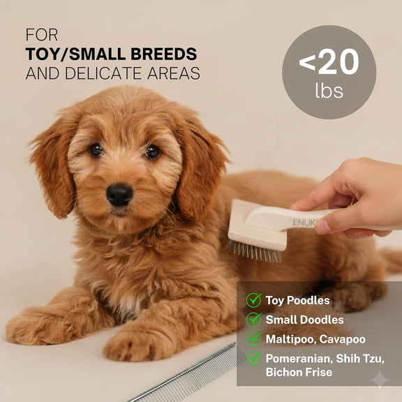 Premium Pet Slicker Brush for Small Dogs & Cats - Detangling Grooming Kit with Cleaning Comb