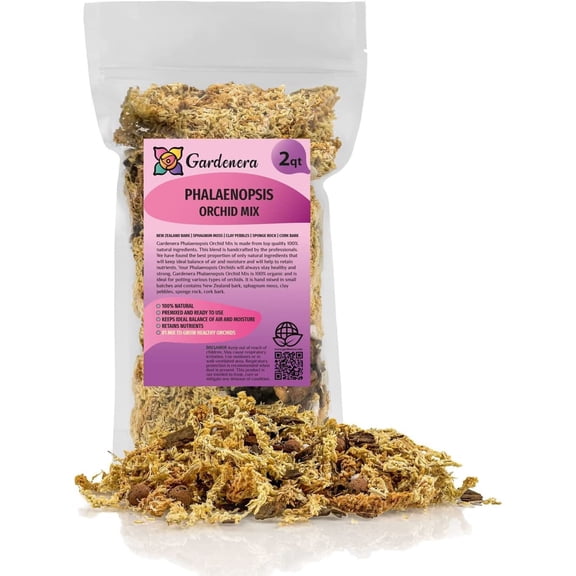 Premium Phalaenopsis Imperial Orchid Potting Mix - Hand Mixed in Small Batches | Great for Phalaenopsis of All Kinds - by GARDENERA - 2 Quart Bag