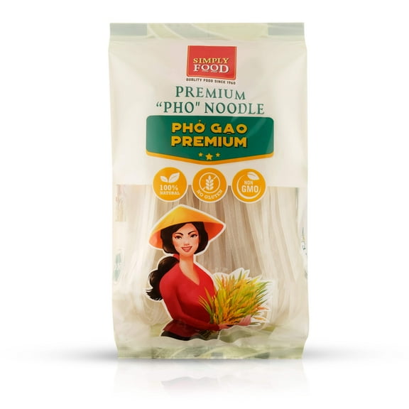Premium Pho Rice Noodles: Banh Pho, (500g), Gluten-Free, Flat Rice Noodles by Simply Food