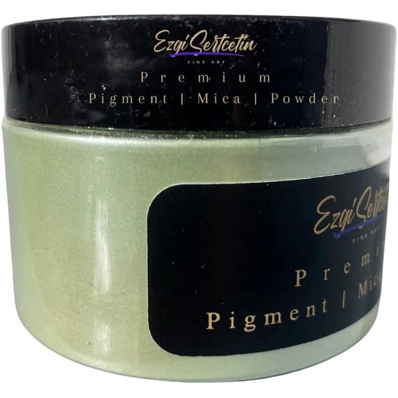 Premium Pigment Powder 50g | Authentic Unique & Bright Pearlescent Metallic and Neon Colors | Especially Formulated for Artwork, Resin, Slime, Plasticine and more by Ezgi Sertcetin (Pistachio)