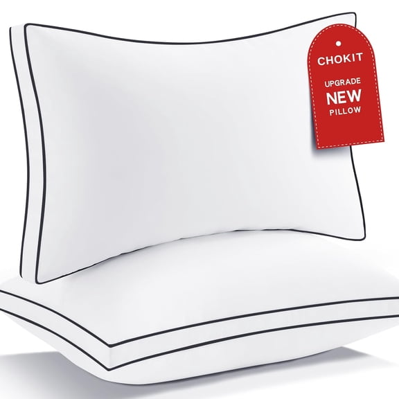 Premium Pillows, Luxury Soft Hotel Quality Gusseted Pillow, Standard Size | White Color, Alternative Bed Pillow | For Side, Back, Stomach Sleeper, Relief Neck Head & Shoulder Pain -Set Of 2