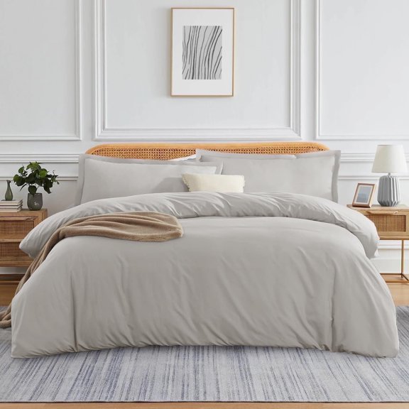 Premium Pima Cotton 3-Piece Duvet Cover Set – 800 Thread Count Luxury Bedding, Twin/Twin XL 68" x 90" - Silver