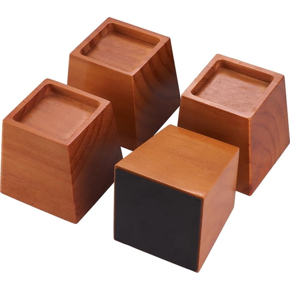 Premium Pine Wood 4-Inch Furniture Risers – Heavy-Duty, 2000 Lb Capacity, Floor Protectors, Easy to Install, Versatile for Beds, Sofas, & More