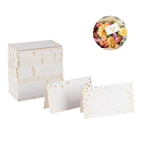 Premium Place Cards,50 Pack Portable Dotted Gold Foil Small Blank Place Cards for Receptions,QZS Durable Receptions Tool for Table Setting