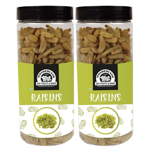 Premium Plain Seedless Green Raisin By Wonderland Foods 1kg, (500gm * 2