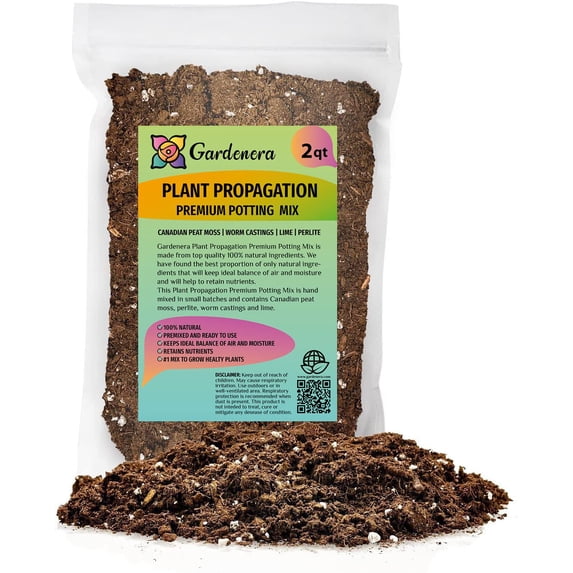 Premium Plant Propagation Potting Mix by Gardenera Labs: Pre-Mixed and Ready to Use for Convenient Propagation - 2 Quart