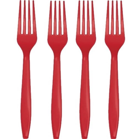 Premium Plastic Forks - Classic Red - 24 per Case - Case of 12