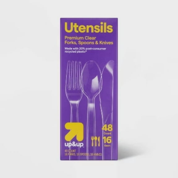 Premium Plastic Forks, Spoons and Knives - 48ct