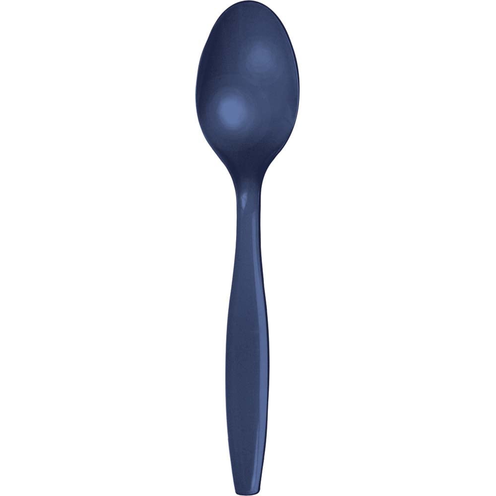 Premium Plastic Spoons Bulk Navy, Pack of 50
