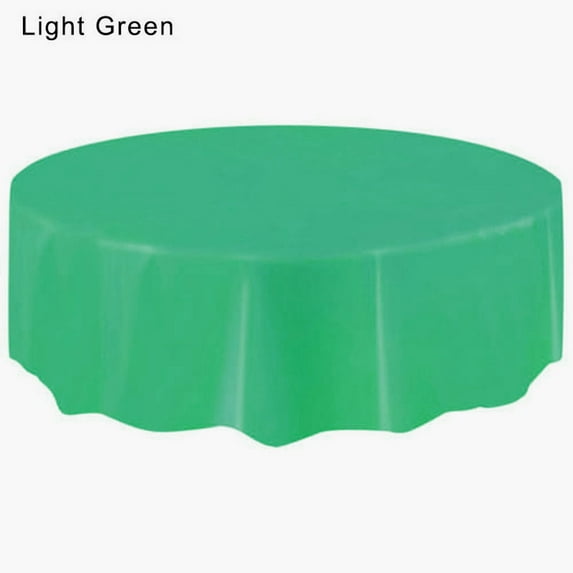 Premium Plastic Tablecloth. Round Table Cover Large Plastic Circular Table Cover Cloth Wipe Clean Party Tablecloth Covers for Business, Holiday, Birthday, Travel Clearance