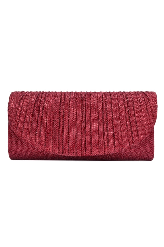 Premium Pleated Metallic Glitter Flap Clutch Evening Bag Handbag