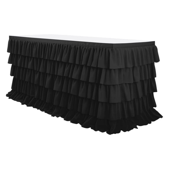 Premium Pleated Tablecloth - Five-Layer Ruffle Party Tablecover for Round Rectangle Square Tables, Wrinkle-Resistant Soft Fabric Decor