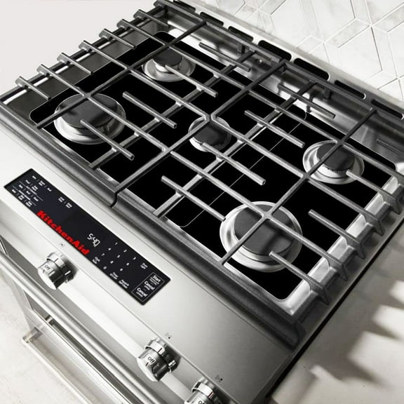 Premium Plus Stove Protectors for KitchenAid Gas Range Model KFGG500EBS2, Custom Cut, Easy to Clean Stove Liner, Made in the USA.