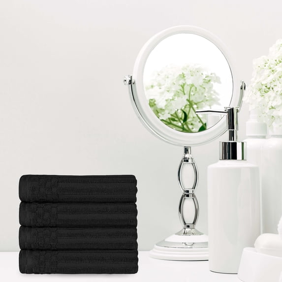 Premium Plush Cotton Hand Towel Set, Black by Blue Nile Mills