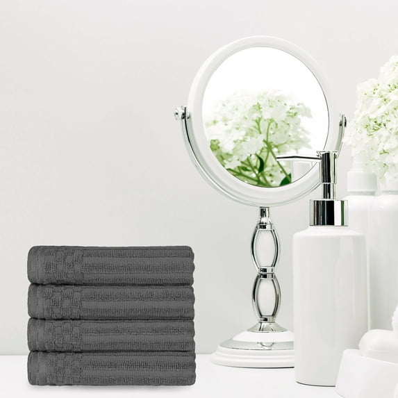 Premium Plush Cotton Hand Towel Set, Charcoal by Blue Nile Mills
