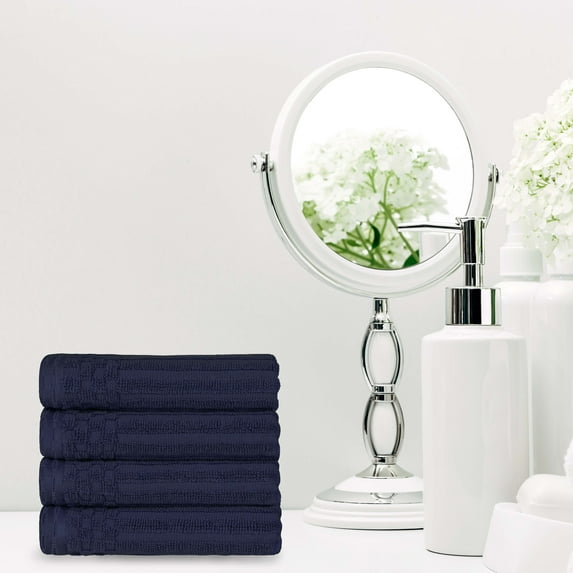 Premium Plush Cotton Hand Towel Set, Navy Blue by Blue Nile Mills