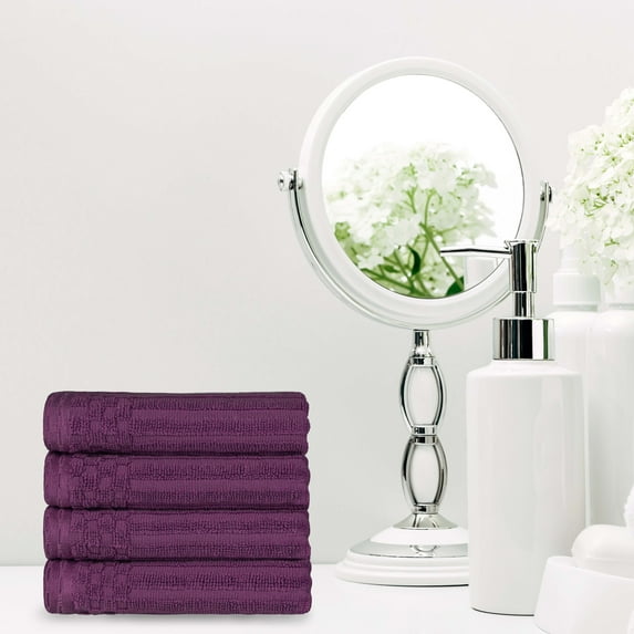 Premium Plush Cotton Hand Towel Set, Plum by Blue Nile Mills