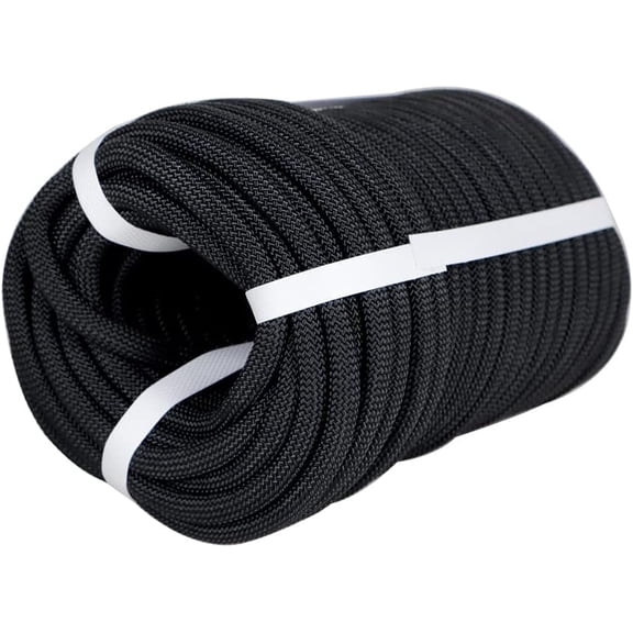 Premium Polyester Braid Rope, 3/8IN 100FT, 3520 lb High Strength Arborist Bull Rope, Multi Purpose Strong Pulling Rope, for Gardening, Camping and Swing (Black)