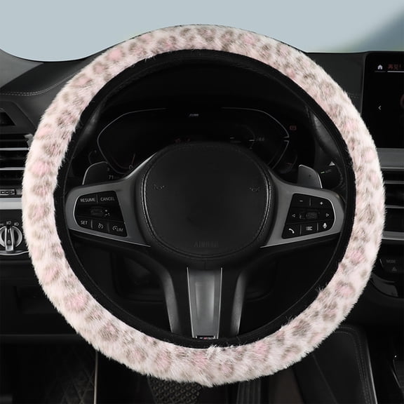 Premium Polyester Car Steering Wheel Cover for Winter Warmth and Enhanced Grip, Stylish Leopard Print Design, Comfortable and Easy to Install for Daily Commuting and Car Interior Decoration