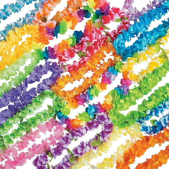 Premium Polyester Lei Assortment, Apparel Accessories, Luau, 48 Pieces