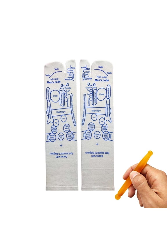 Premium Polyester Massage Socks with Reflexology Map - White, Sizes 35-45