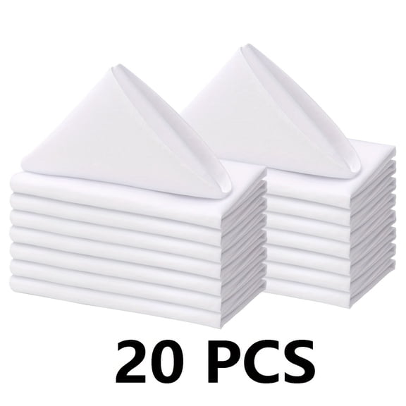 Premium Polyester Napkins - 20 Pack, Washable & Reusable, Perfect for Weddings, Restaurants, Hotels & Parties (17x17 & 12x12 Inches)