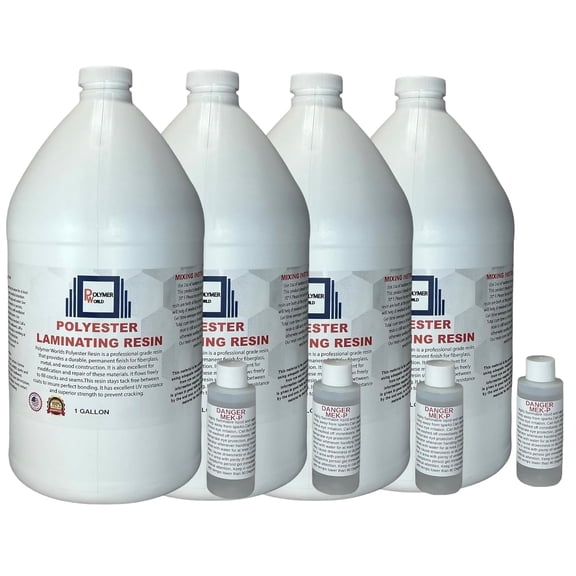Premium Polyester Resin 4 Gallon Kit w/ MEKP for Boats, Cars, Surfboard, RV's, Pools, Canoes, Jetskis, Watercrafts