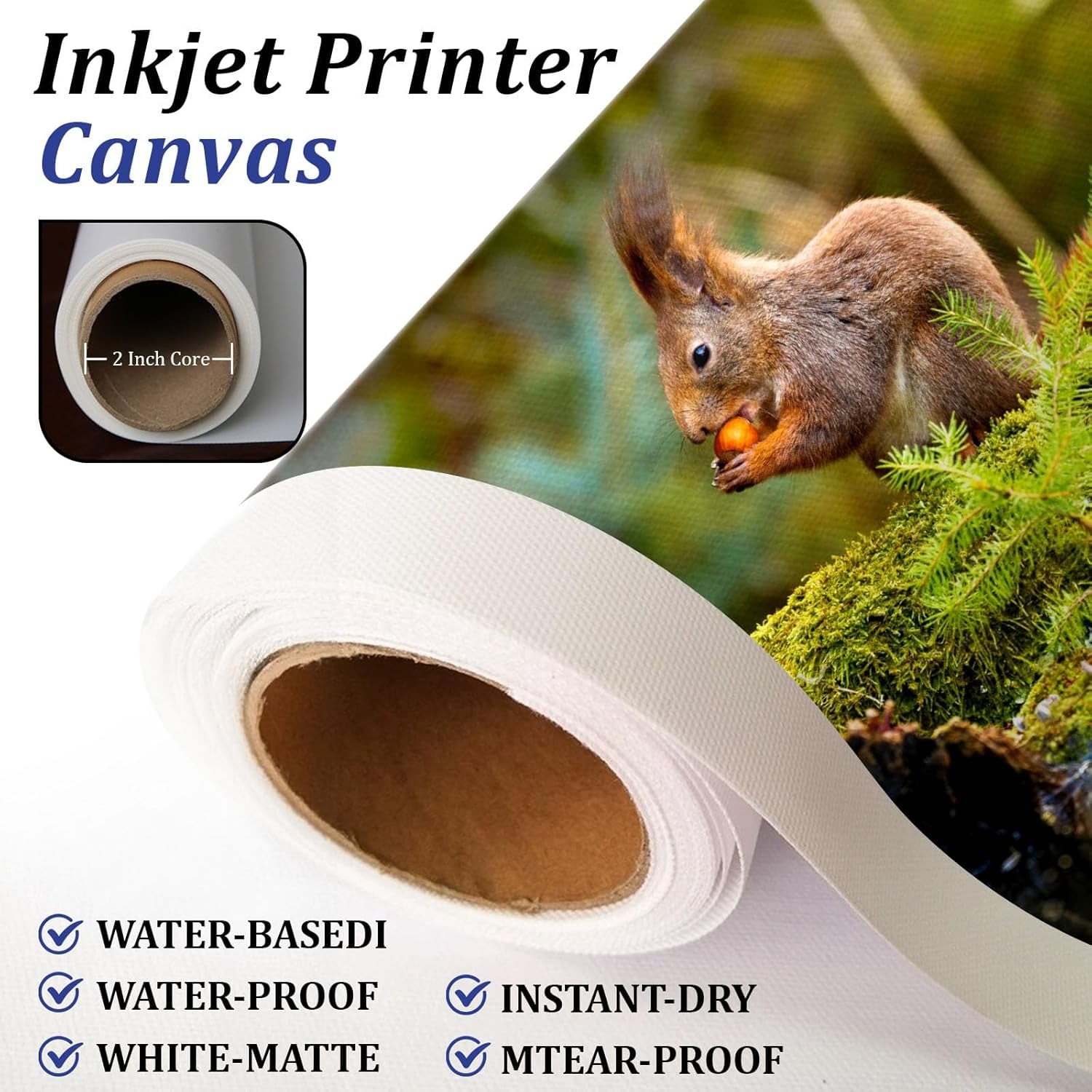 Premium Polyster Canvas Roll, Canvas Paper for Printing, Quick Dry, Wide Format Inkjet Printer