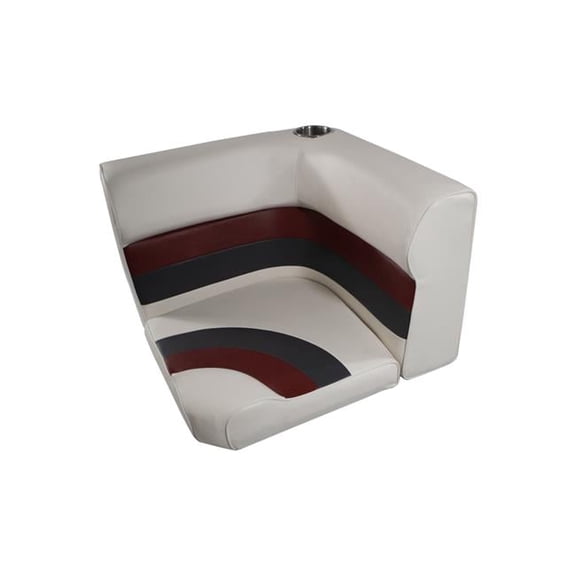Premium Pontoon Radius Corner Cushion Set - White/Red/Charcoal - 25.5 in. - High Compression Foam