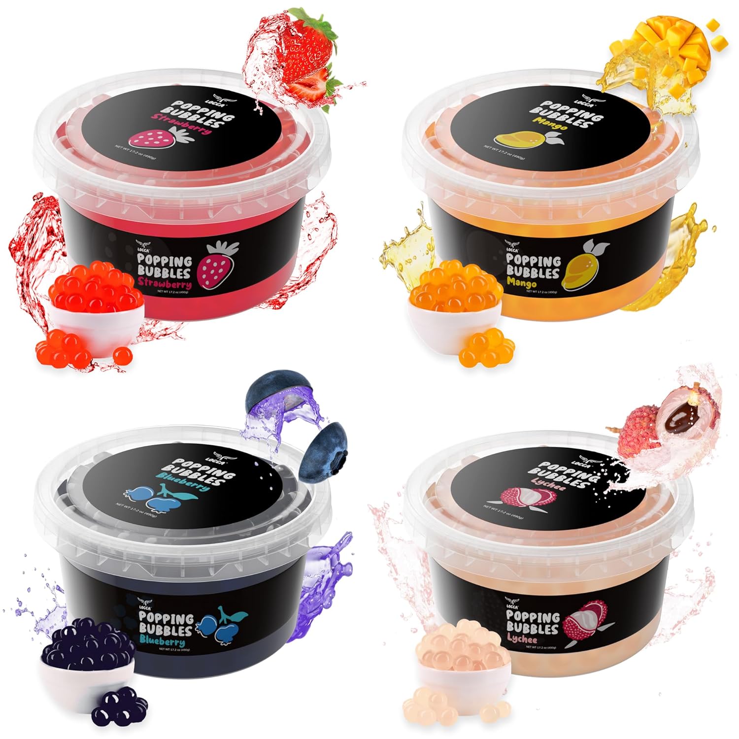 Premium Popping Boba Pearls with Real Fruit Juice Bursting Boba Popping