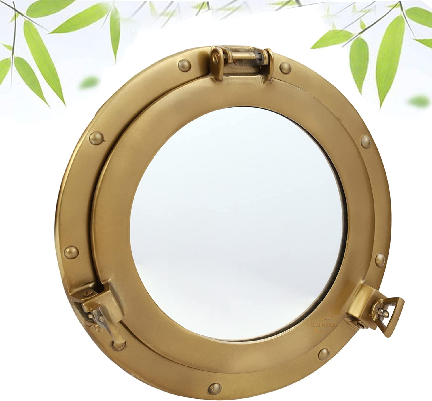 Premium Porthole Mirror, Golden Coated Ship's Mirror, Wall Circle Décor