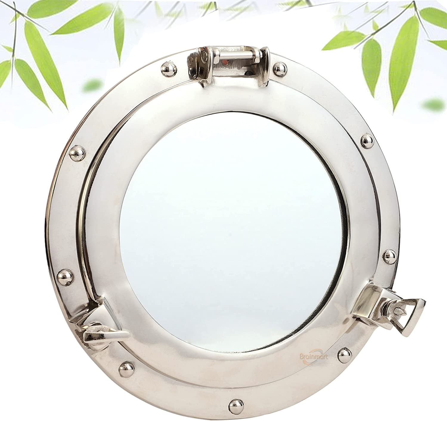 Large Silver Porthole Mirror With Rope Edge – Nautical Wall Decor, 18.5” Diameter