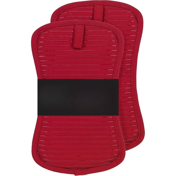 Premium Pot Holder & Heating Pad, (2-Pack) Heat Resistant to 500 Degrees, 100% Cotton 10"x6.25" for Kitchen and Barbeque, Pewter