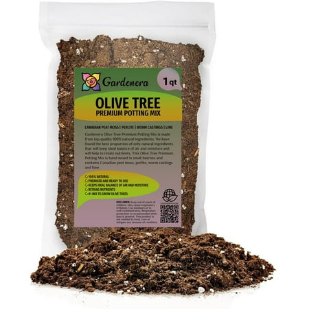? Premium Potting Mix for Olive Trees by Gardenera - Achieve Olive Tree Excellence with Natural Ingredients - 1 QUART