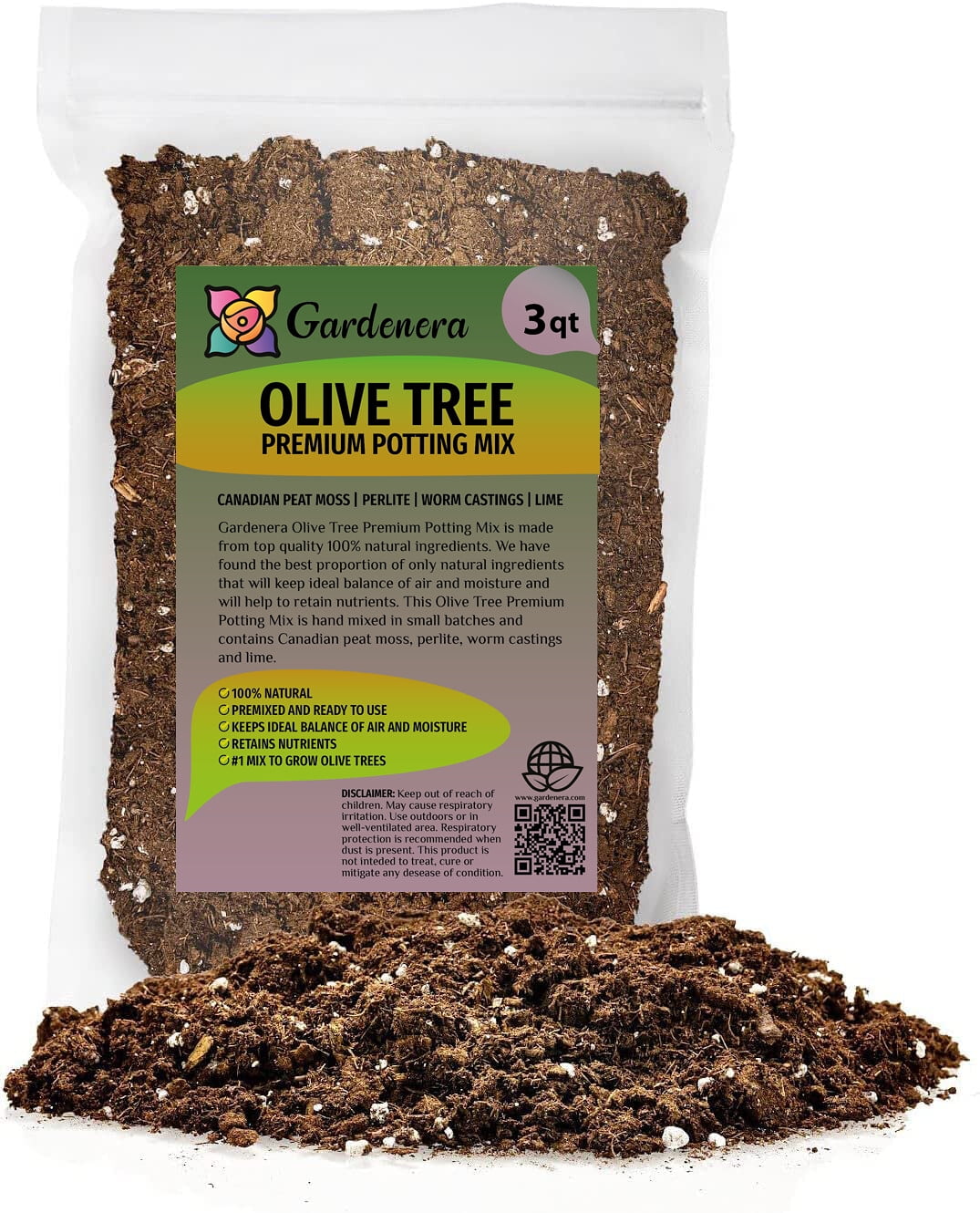 ⭐ Premium Potting Mix for Olive Trees by Gardenera - 3 QUART - Nourish and Strengthen Roots, Promoting Resilience and Abundant Harvests