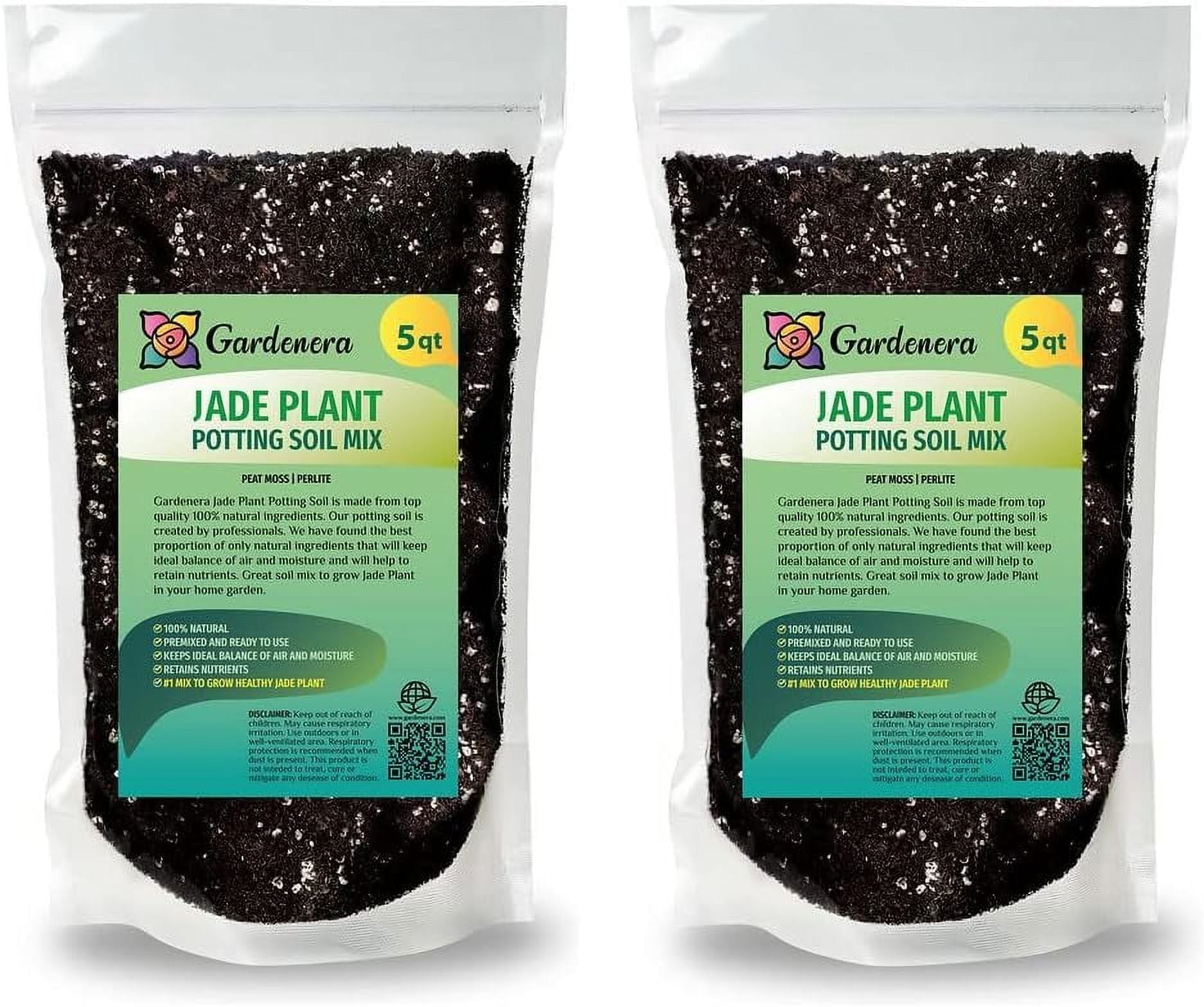 Premium Potting Soil Mix for Jade  - 10 Quart - A Perfect Combination of Organic Ingredients for Strong and Healthy Growth (2 Bags of 5 Quart)