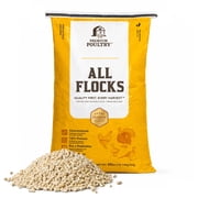 All Flock Poultry Feed Pellets, 18% Protein Chicken Feed Made in USA for Mixed Flock  Chicken, Ducks, Geese, Turkeys & Game Birds, Probiotics for Digestion, 40 lbs