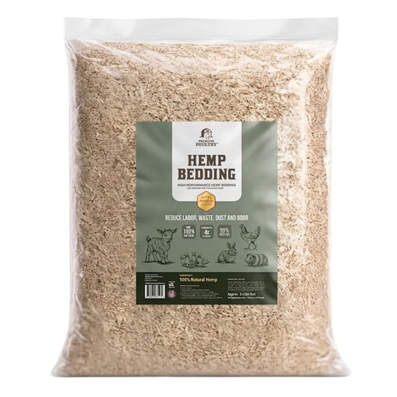 Premium Poultry Hemp Bedding Low Dust Absorbent Chicken Coop Substrate, 22.5 Lb