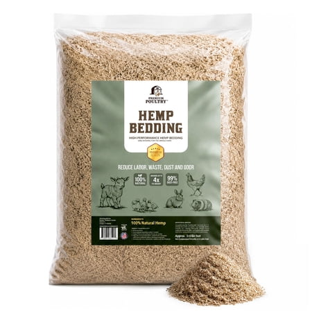 Premium Poultry Hemp Bedding Low Dust Substrate for Chicken Coops & Small Animals, 22.5 Lb