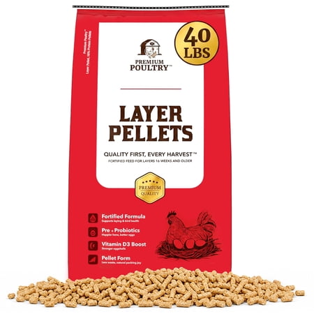 Layer Pellet Chicken Feed, 16% Protein Poultry Feed for Laying Hens, Supports Egg Production, Strong Eggshells & Calcium Absorption with Vitamin D3, Made in USA, 40 lbs