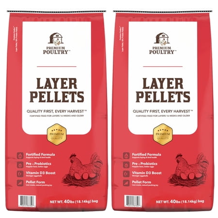Layer Pellet Chicken Feed, 16% Protein Poultry Feed for Laying Hens, Supports Egg Production, Strong Eggshells & Calcium Absorption with Vitamin D3, Made in USA, 80 lbs