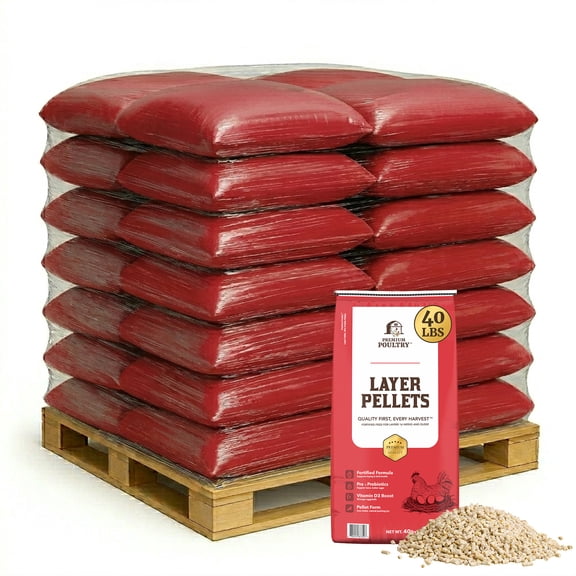 Layer Pellet Chicken Feed, 16% Protein Poultry Feed for Laying Hens, Supports Egg Production, Strong Eggshells & Calcium Absorption with Vitamin D3, Made in USA, 2000 lbs