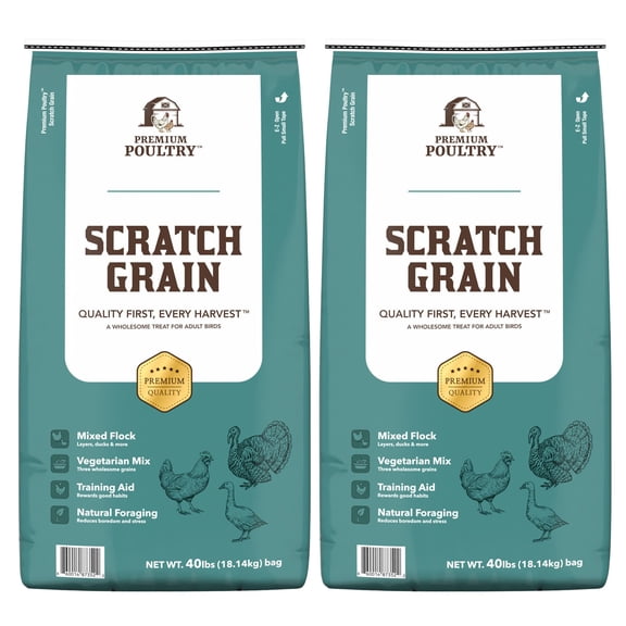 Chicken Scratch Grain for Chickens, Ducks & Turkeys, Natural 3-Grain Scratch Feed Treat, Made in USA, Foraging & Energy Support, 80 lbs