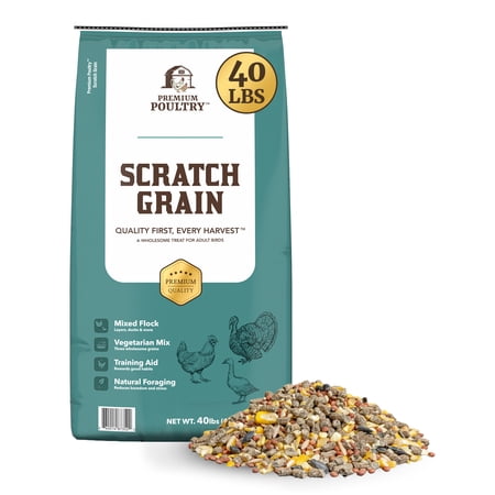 Chicken Scratch Grain for Chickens, Ducks & Turkeys, Natural 3-Grain Scratch Feed Treat, Made in USA, Foraging & Energy Support, 40 lbs