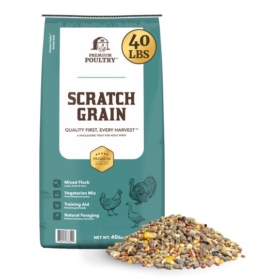 Premium Poultry Scratch Grain for Chickens, Ducks, and Turkeys, Vegetarian Mix, 40 Pounds