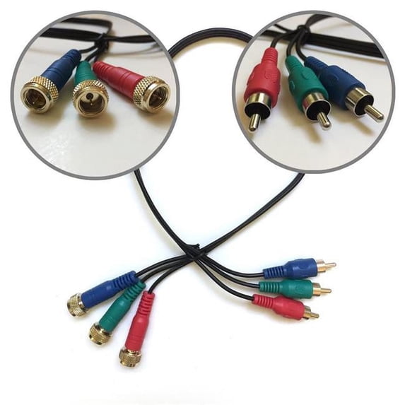 Premium Power CO90707-2 20 in. 3 Mini RCA Male to RG6 Female Black Cable with Red, Blue & Green Connectors for DirecTV H Appliance Models